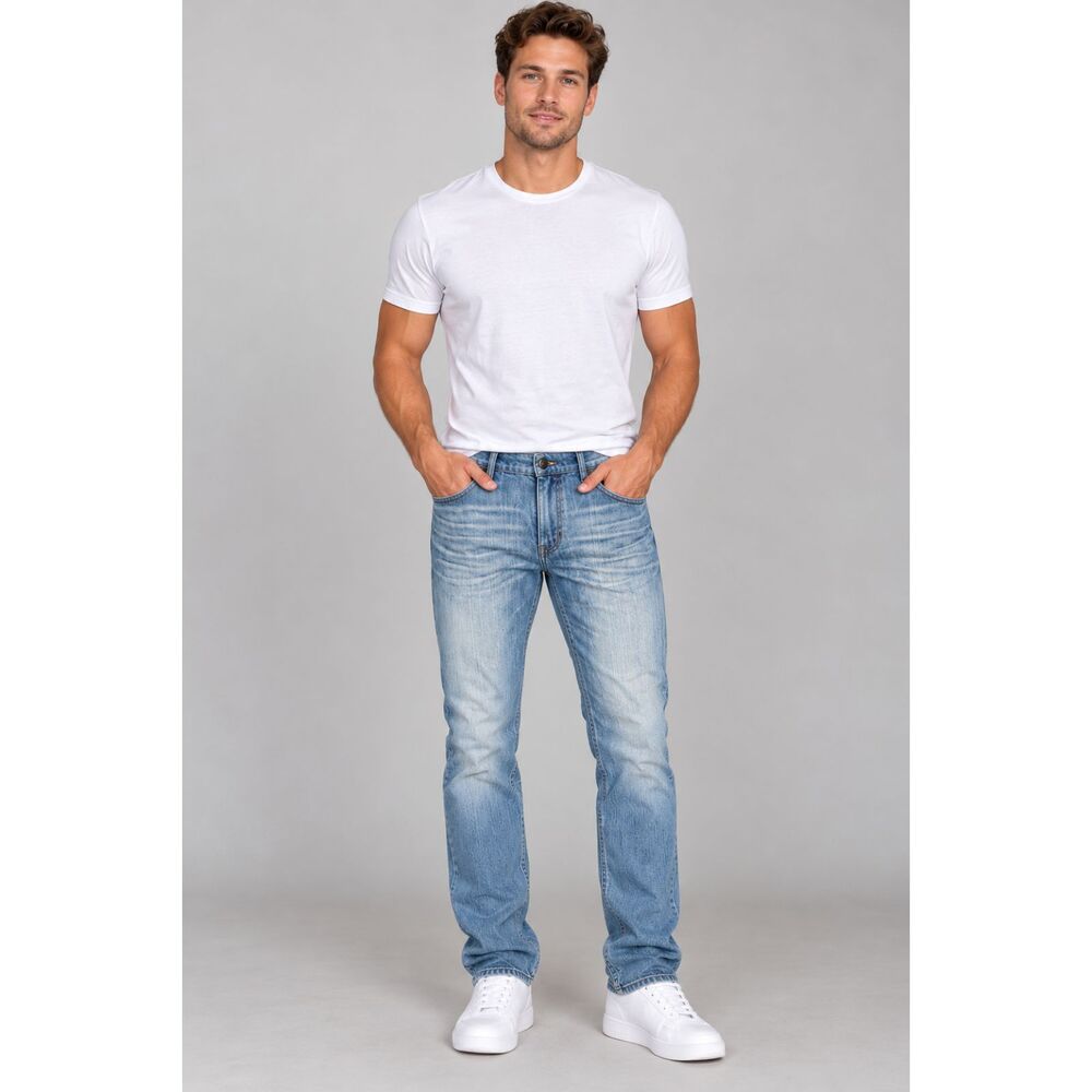 PAIGE Federal Men’s Slim Straight Jeans Light Wash Blue Size 30